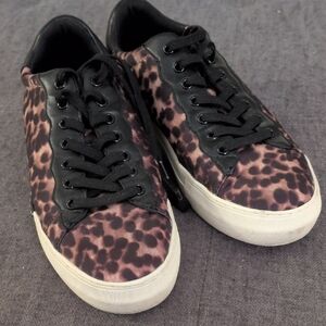 Vince Camuto Black and Pink Leopard Sneakers